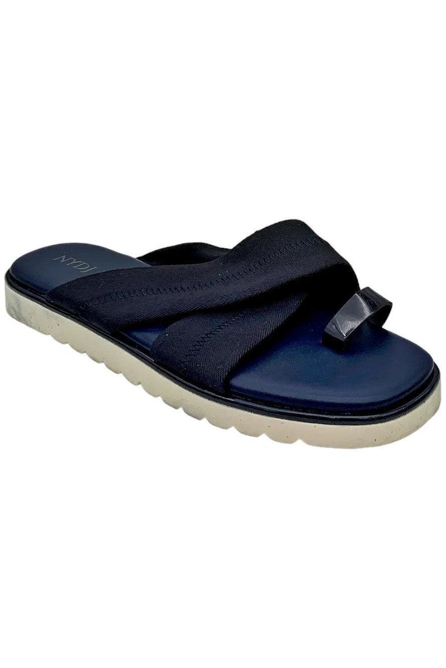 NYDJ Womens Slide On Sandals Ronna Navy - Medium